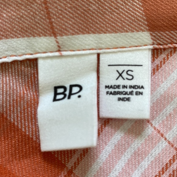 BP Women Orange Plaid Button Down Hi-Low Long Sleeve Shirt Size XS - Picture 8 of 12